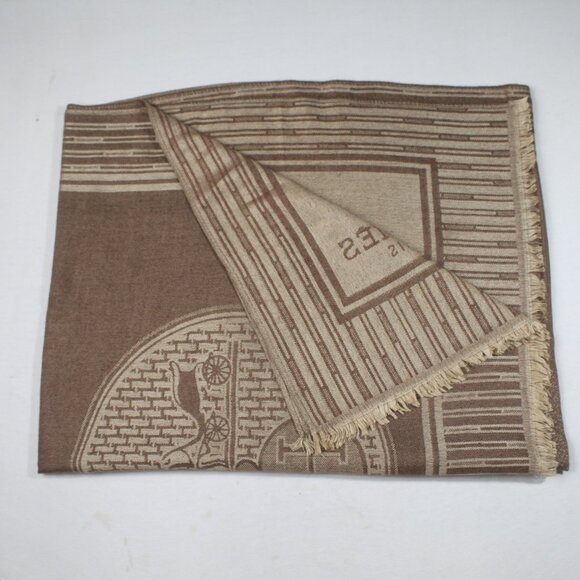HERMES Scarf Shawl Wrap Stole 65% Cashmere 35% Silk Multicolor Used - Picture 7 of 14